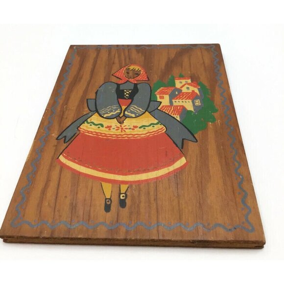 Latin American Folk Art Hand Painted Wooden Pictures Set of 3 w/ Hangers Vintage - Picture 9 of 12